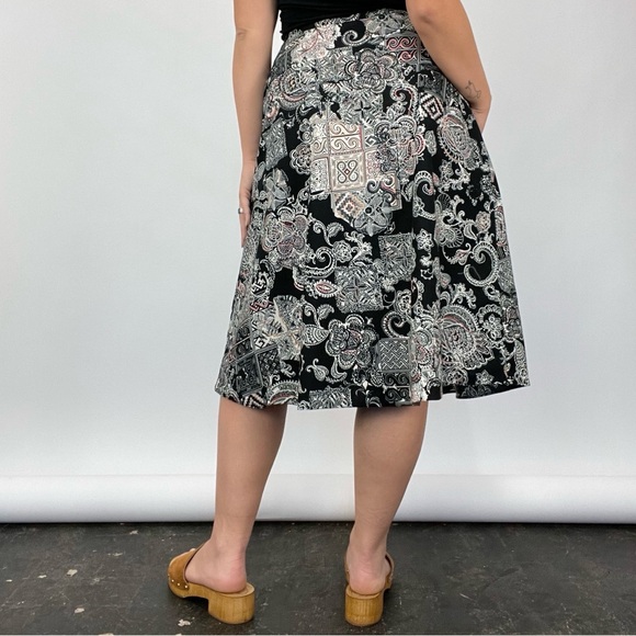 Y2K Geoffrey Beene Printed Flared Midi Skirt - Picture 5 of 6